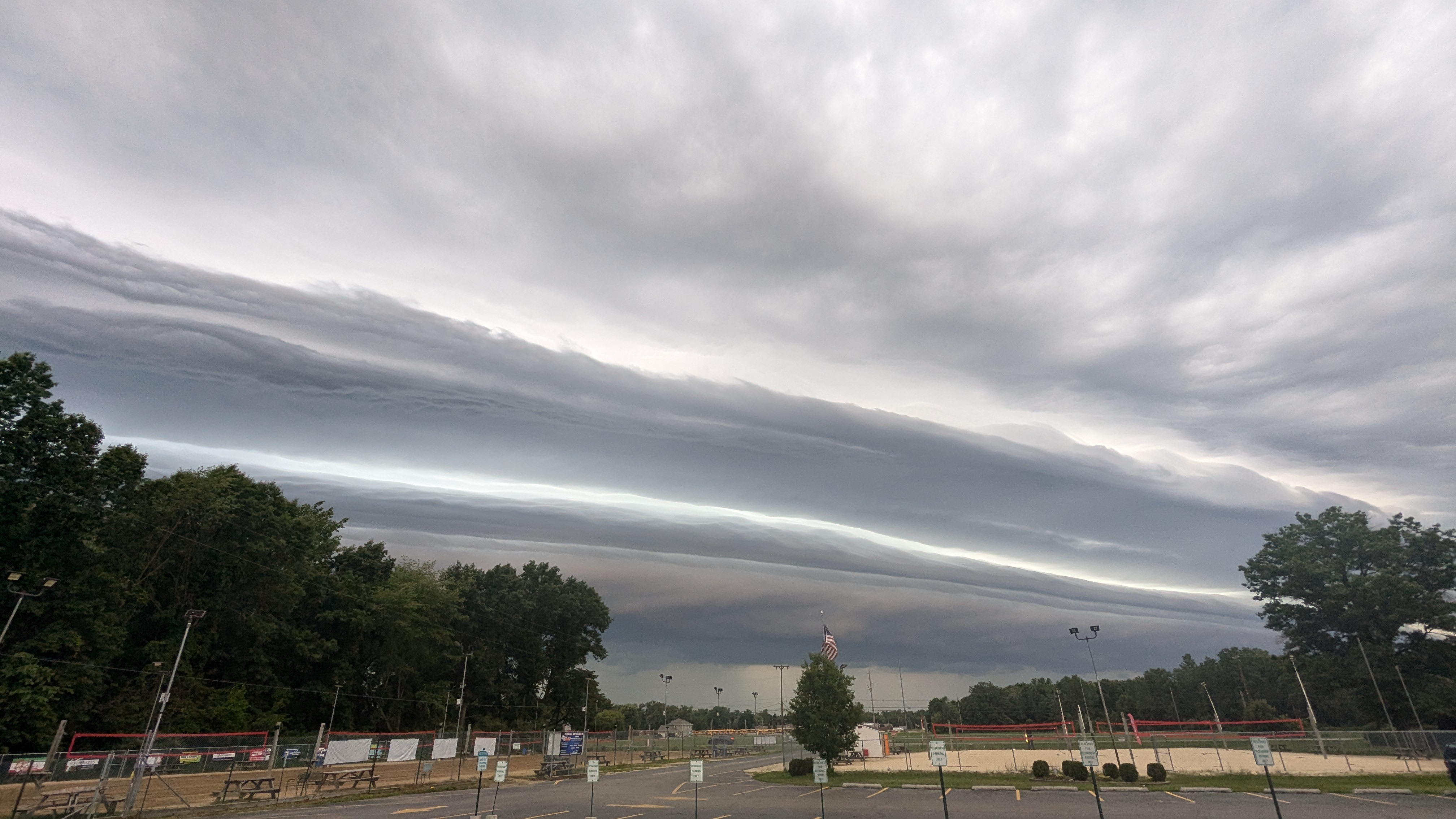 Fog bank rolling over highway